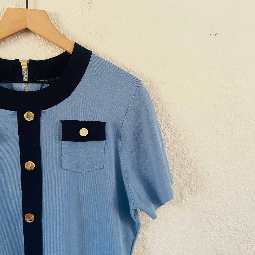 Alexia Admor Blue Knit Fit & Flare Dress - Picture 7 of 15